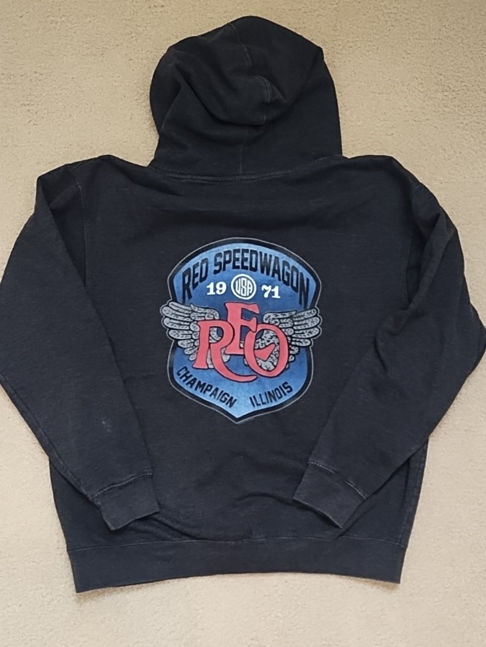 REO Speedwagon Black Hoodie Red Speedwagon 1971 Champaign Illinois Large